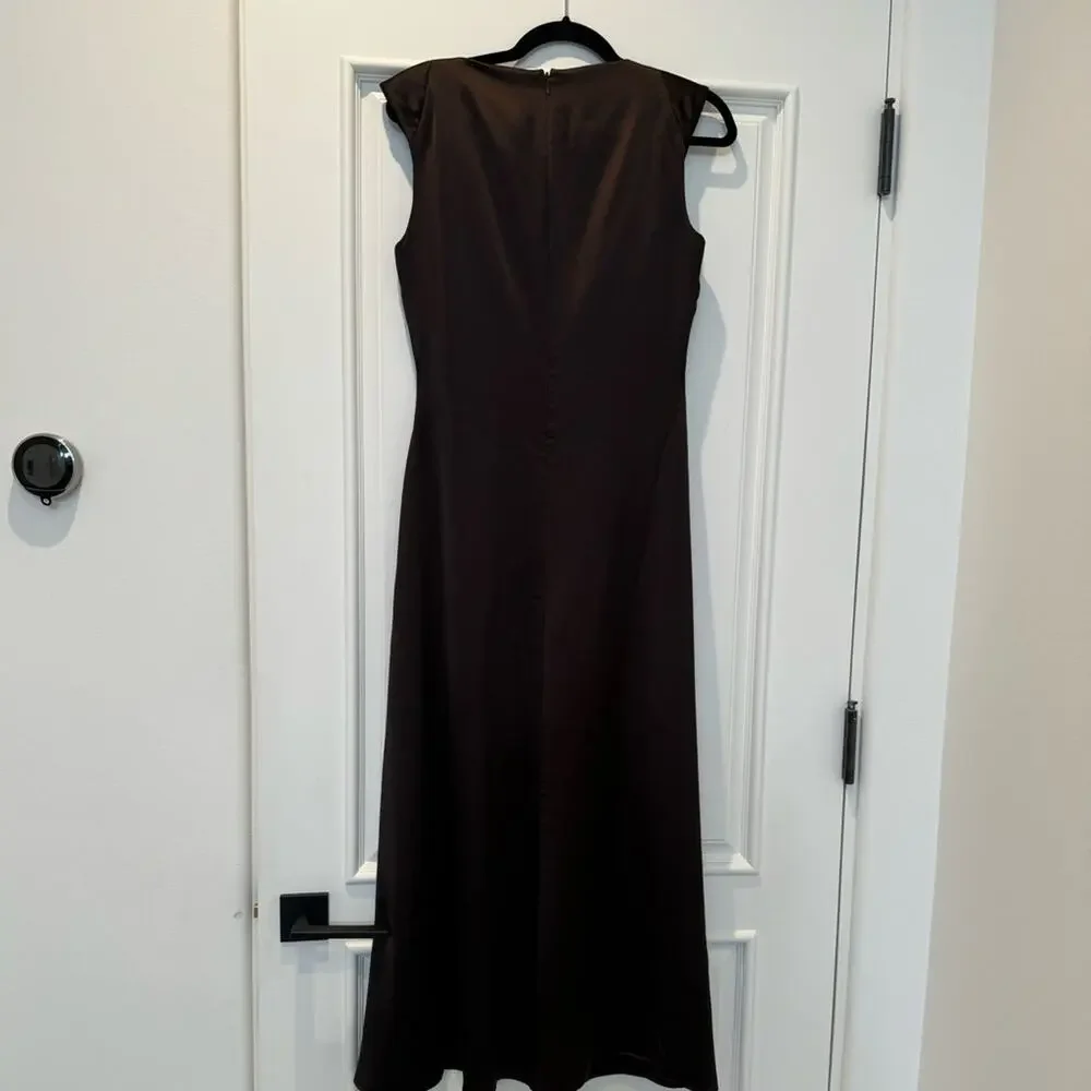 NWT Camilla & Marc sorrell satin midi dress chocolate brown cut out 6 - Picture 5 of 10